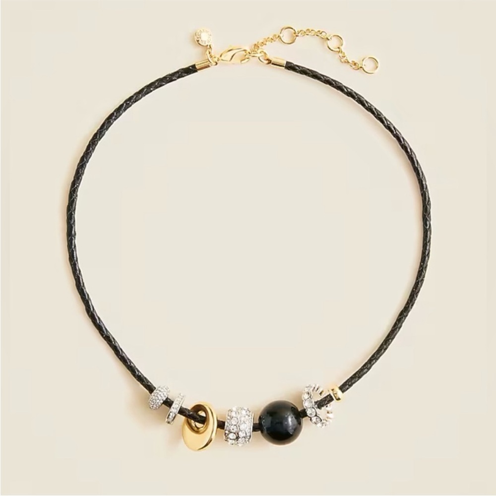 J. Crew Crystal Charm corded Necklace